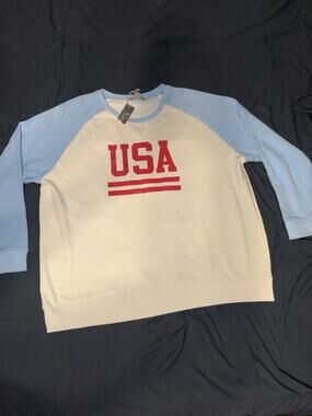 Natural Reflections Blue Bell Red White And Blue USA Sweatshirt Size XL NWT